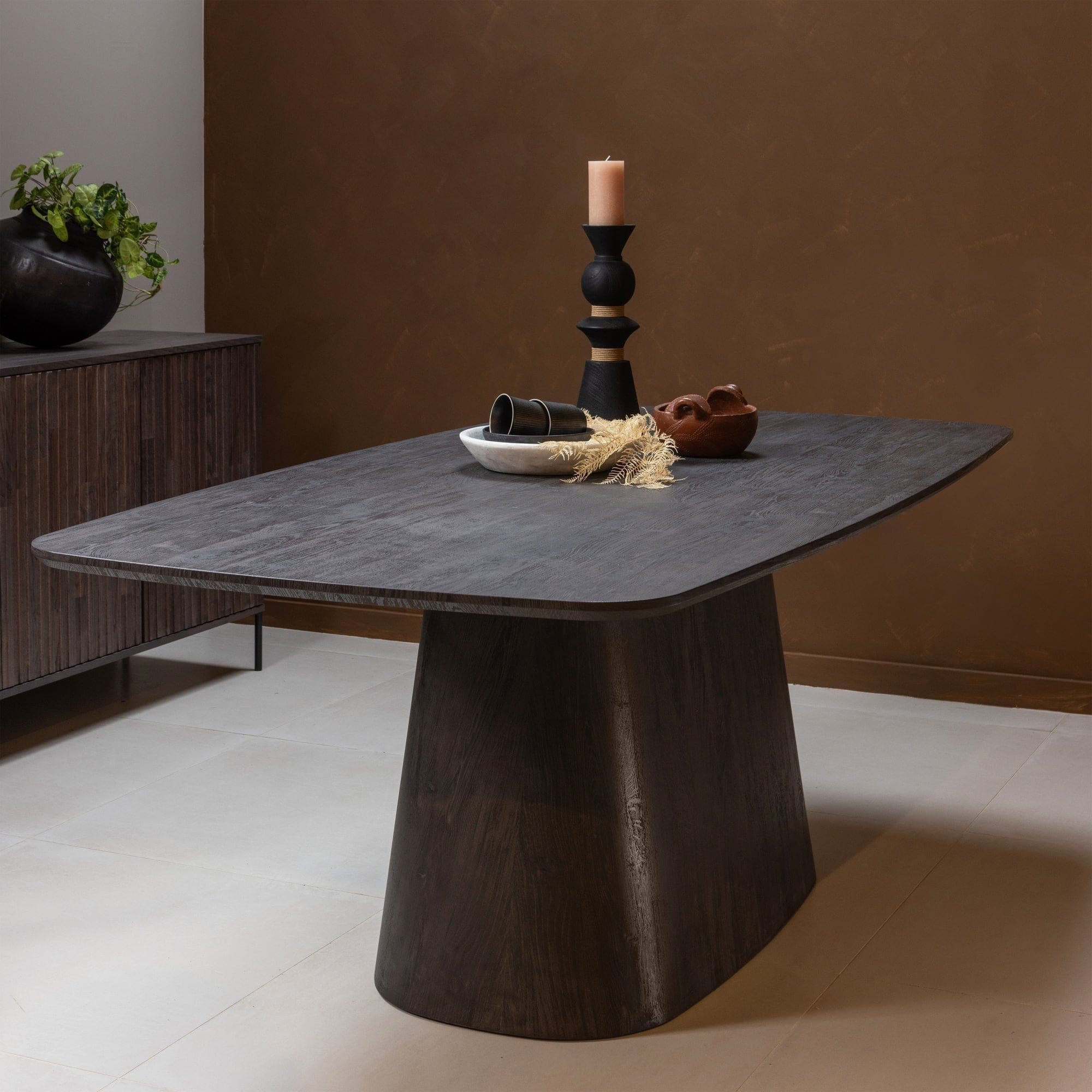 WOOOD Leah eettafel mdf donkerbruin 200x105cm Bruin Eettafel