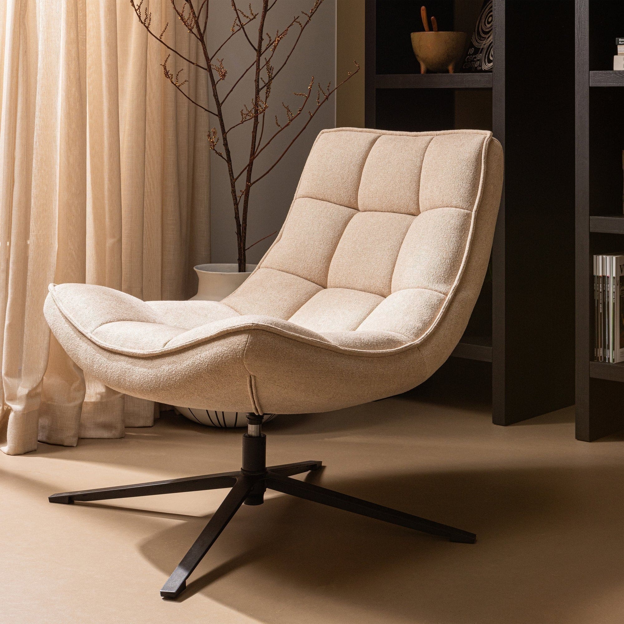 WOOOD Maudi draaifauteuil naturel Naturel Draaifauteuil