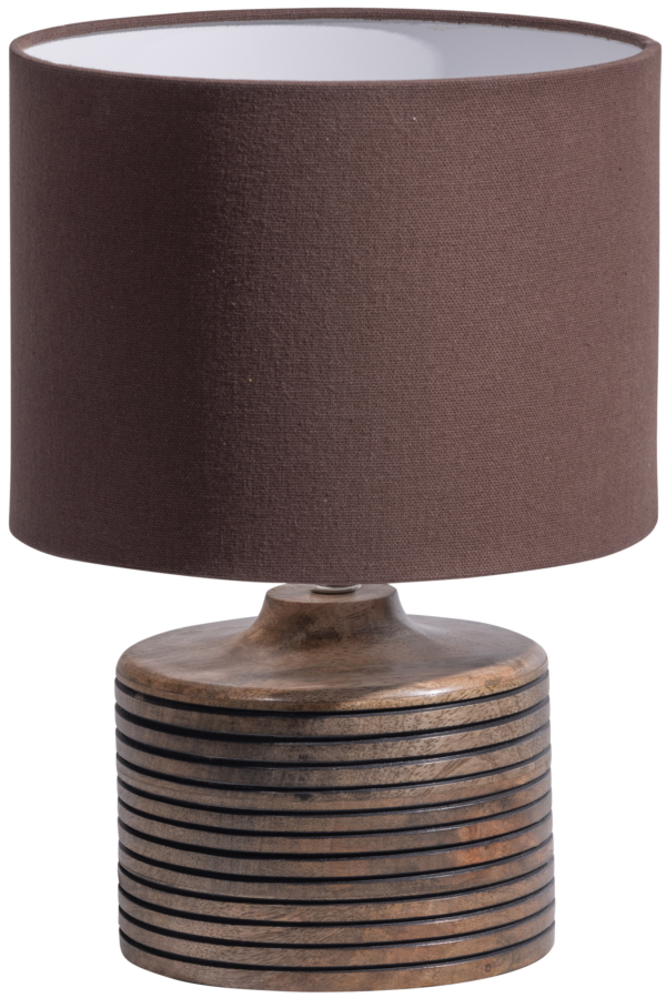 WOOOD Menzo tafellamp met carving hout warm bruin Bruin Tafellamp