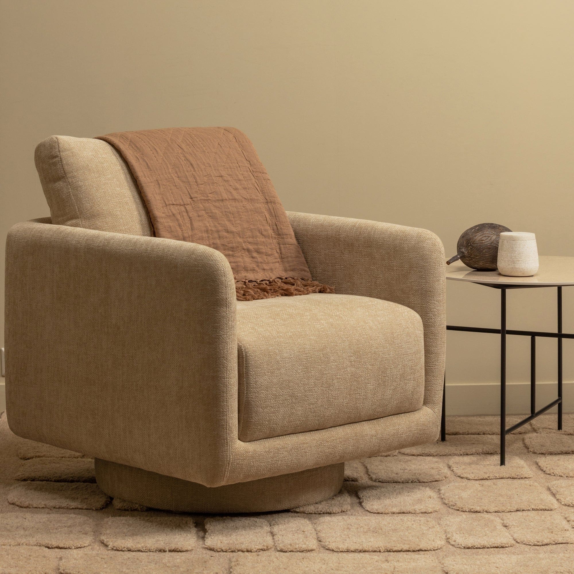 WOOOD Oscar draaifauteuil naturel Naturel Draaifauteuil