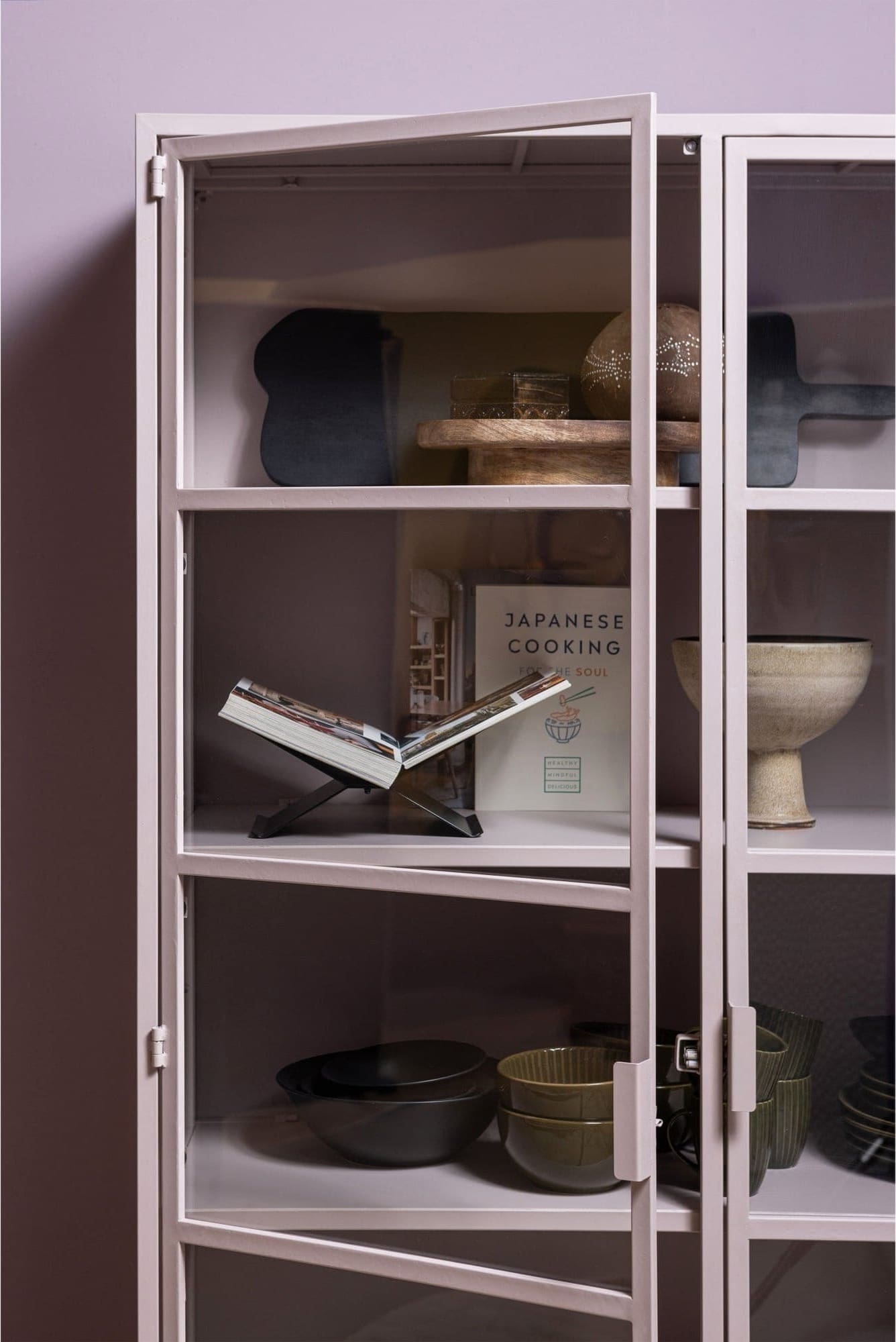 WOOOD Ronja vitrinekast xl metaal soft pink Blauw Kast