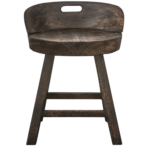 WOOOD Rosalie decoratieve kruk/stoel hout donkerbruin Bruin Barstoel