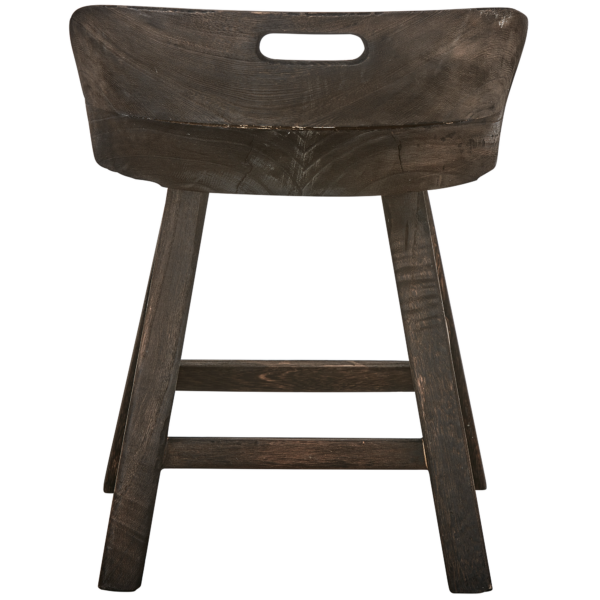 WOOOD Rosalie decoratieve kruk/stoel hout donkerbruin Bruin Barstoel