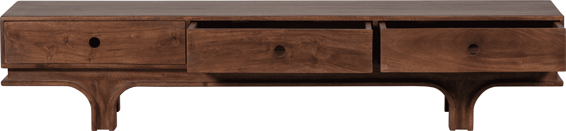 WOOOD Staes tv-meubel 3 lades mango hout walnoot Bruin