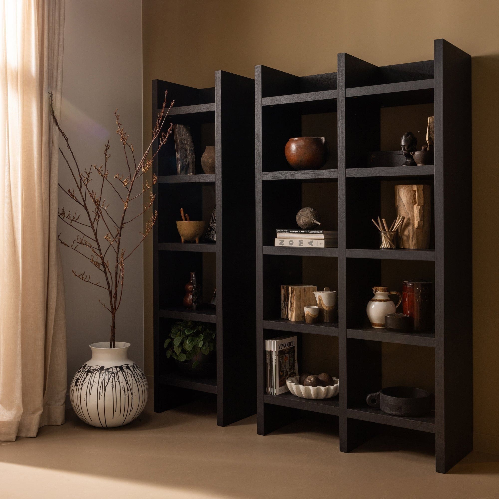 WOOOD Timo open kast mdf donkerbruin 195x100x40cm Bruin Kast