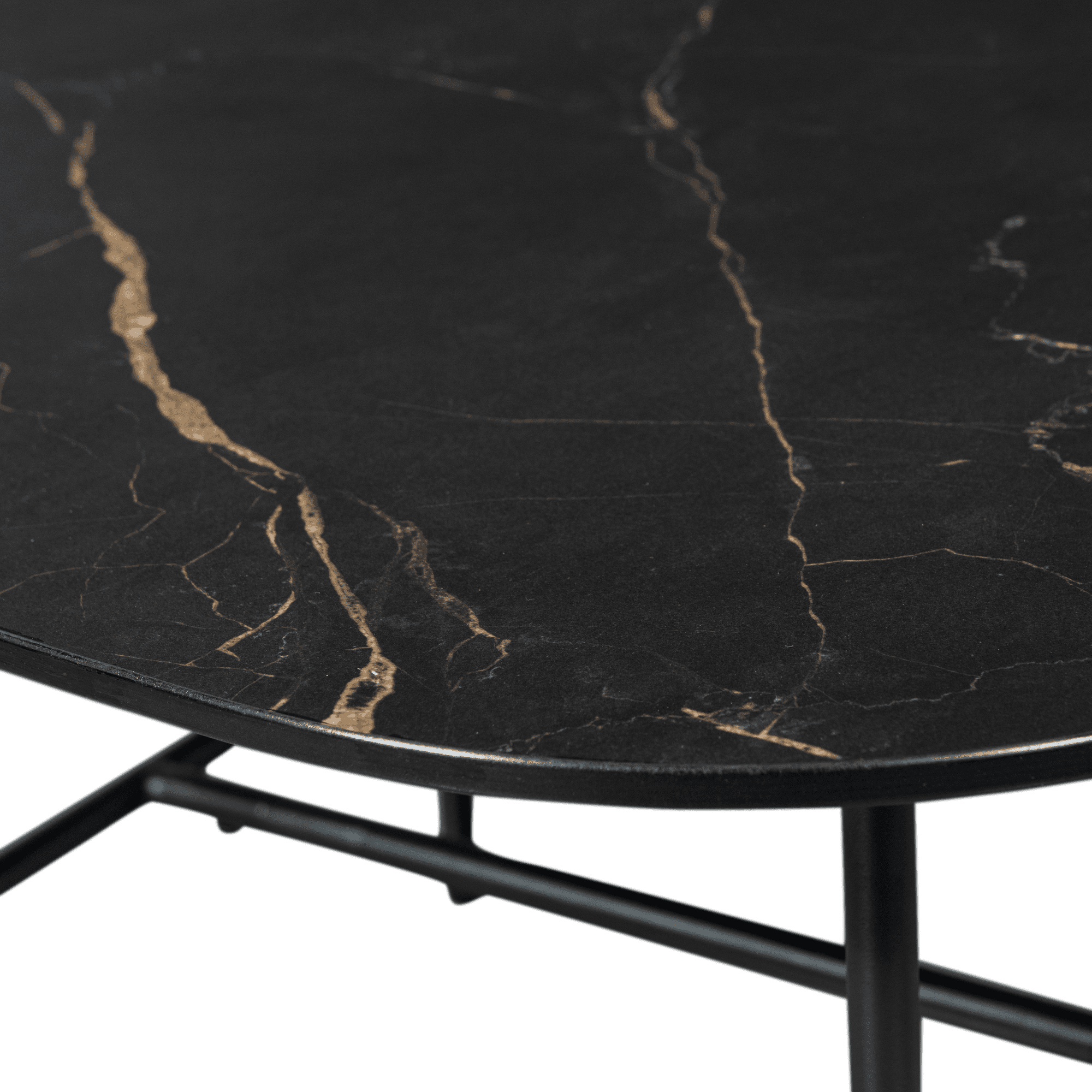 WOOOD Vajen salontafel met zwart marmeren look blad 70x70cm Zwart Salontafel