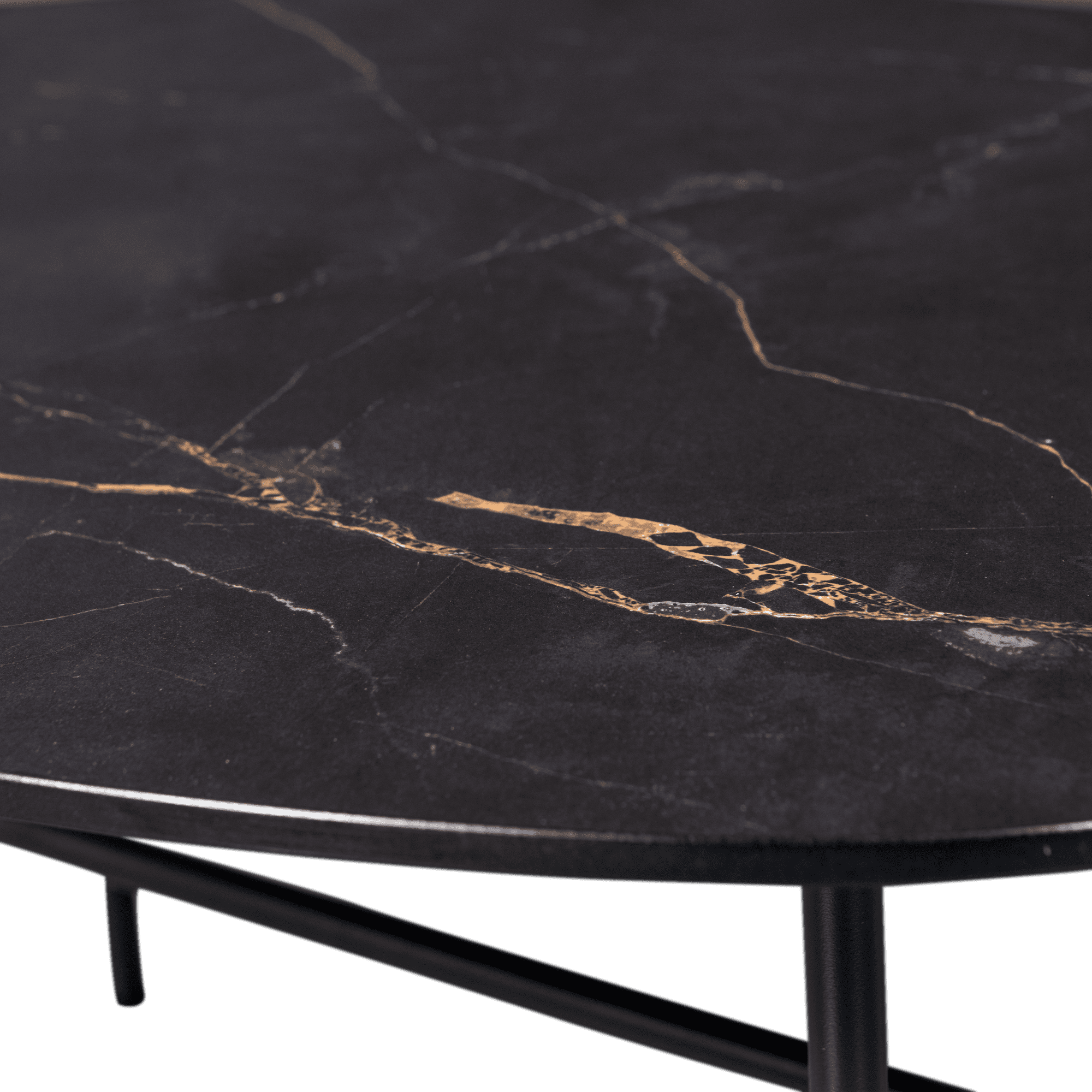 WOOOD Vajen salontafel met zwart marmeren look blad 80x60cm Zwart Salontafel