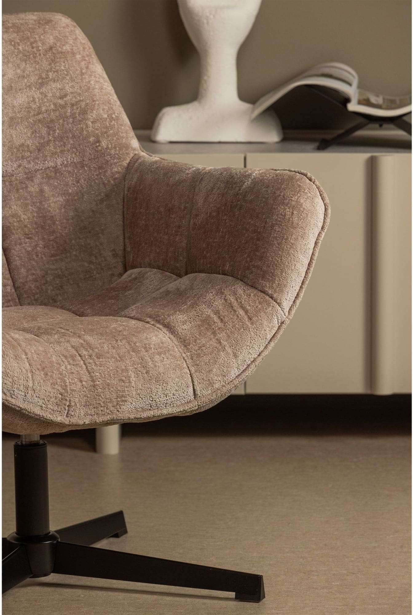 WOOOD Wibo draaifauteuil taupe Taupe Draaifauteuil