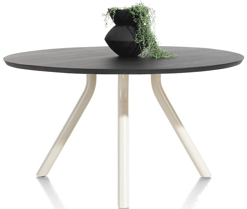 Xooon Arvada tafel 140 cm. - rond - centrale poot Nebbia - onyx nebbia  Eettafel