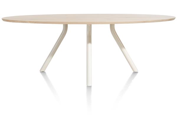 Xooon Arvada tafel 220 x 110 cm. - ellips - centrale poot Nebbia - naturel nebbia  Eettafel