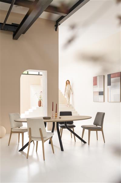 Xooon Arvada tafel 220 x 110 cm. - ellips - centrale poot Nebbia - naturel nebbia  Eettafel