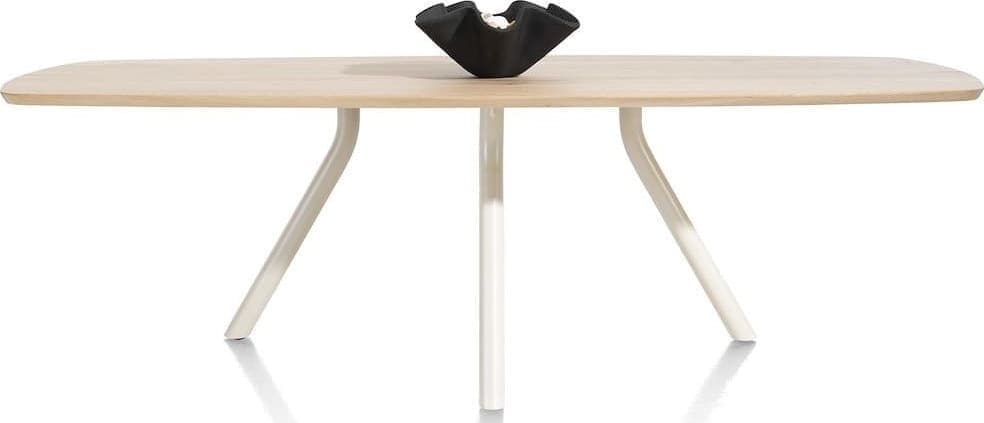Xooon Arvada tafel 220 x 110 cm. - ovaal - centrale poot Nebbia - naturel nebbia  Eettafel