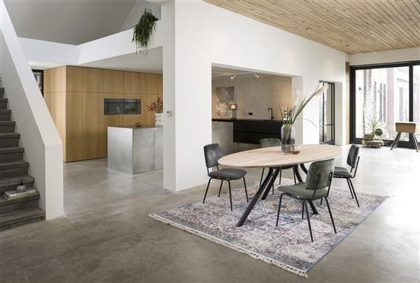 Xooon Arvada tafel 250 x 110 cm. - ellips - centrale poot Nebbia - naturel nebbia Eettafel