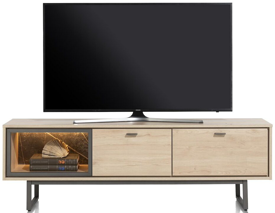 Xooon Helsinki lowboard 170 cm. - 2-laden + 1-niche (+ LED) Naturel|Bruin Tv-meubel|Tv-dressoir