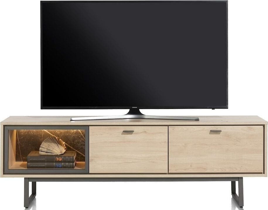 Xooon Helsinki lowboard 170 cm. - 2-laden + 1-niche (+ LED) Naturel|Bruin Tv-meubel|Tv-dressoir
