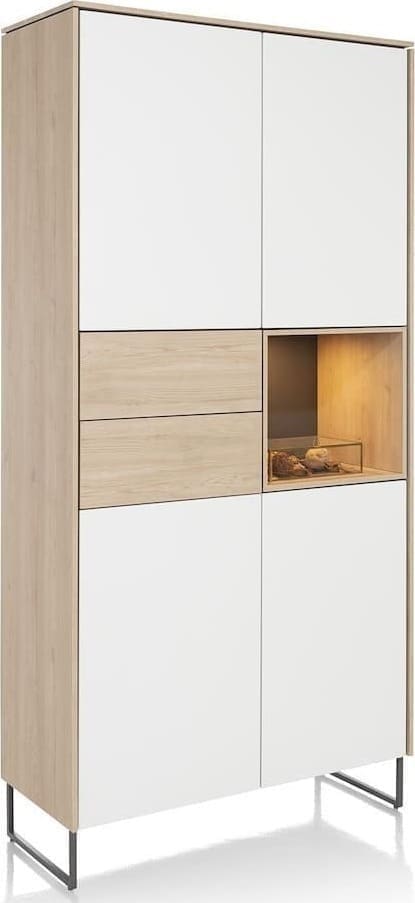 Xooon Lindfield bergkast 100 cm. - 4-deuren + 2-laden + 1-niche (+ LED) Naturel|Bruin Kast