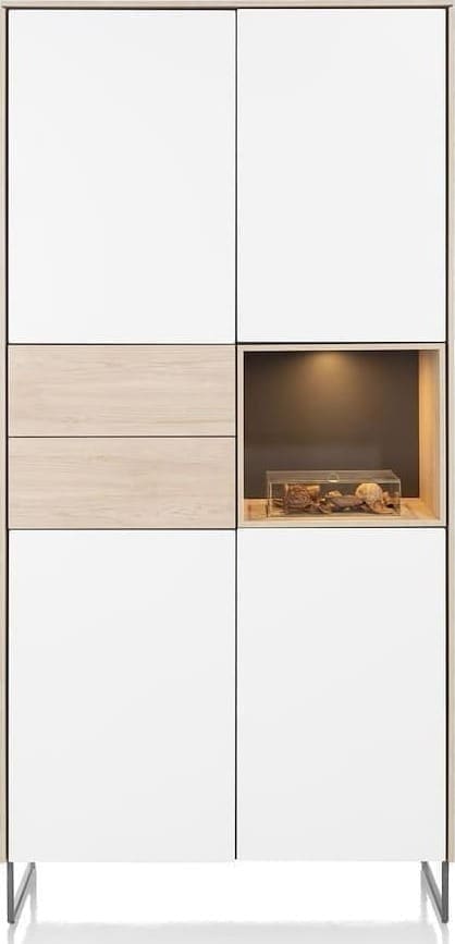 Xooon Lindfield bergkast 100 cm. - 4-deuren + 2-laden + 1-niche (+ LED) Naturel|Bruin Kast
