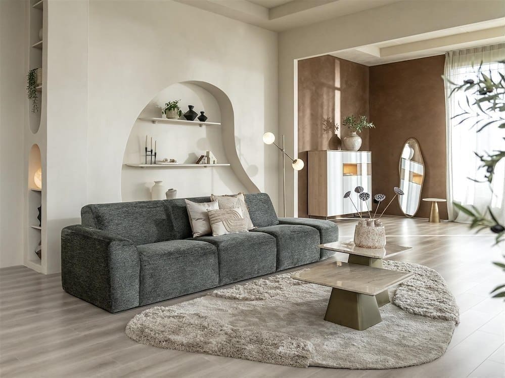 Xooon Lindfield dressette 160 cm. - 3-deuren + 2-laden + 1-niche (+ LED) Naturel|Bruin Kast