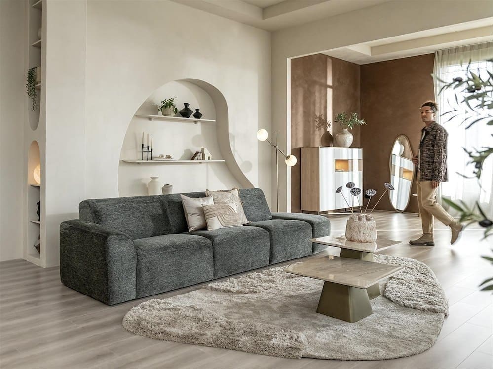 Xooon Lindfield dressette 160 cm. - 3-deuren + 2-laden + 1-niche (+ LED) Naturel|Bruin Kast