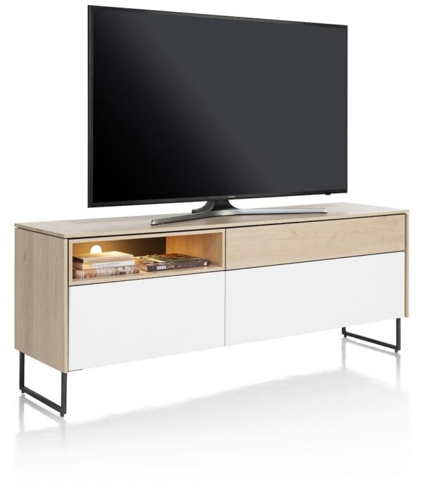 Xooon Lindfield lowboard 160 cm. - 3-laden + 1-niche (+ LED) Naturel|Bruin Tv-meubel|Tv-dressoir