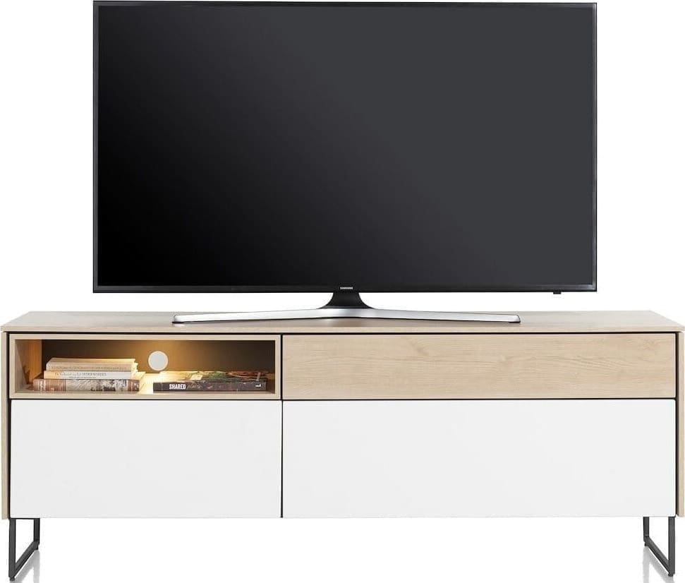Xooon Lindfield lowboard 160 cm. - 3-laden + 1-niche (+ LED) Naturel|Bruin Tv-meubel|Tv-dressoir