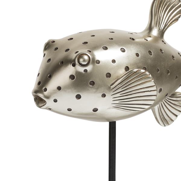 COCO maison Globe Fish beeld H31cm Zilver|Grijs Woonaccessoire