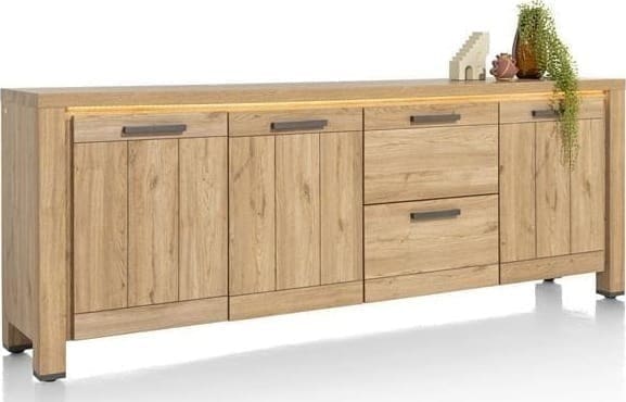 Henders & Hazel Delmonte dressoir 230 cm. - 3-deuren + 2-laden (LED + dimmer) Naturel Dressoir
