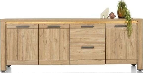 Henders & Hazel Delmonte dressoir 230 cm. - 3-deuren + 2-laden (LED + dimmer) Naturel Dressoir