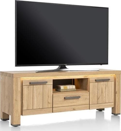 Henders & Hazel Delmonte lowboard 140 cm. - 2-deuren + 1-lade + 1-niche (LED + dimmer) Naturel Tv-meubel|Tv-dressoir