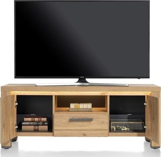 Henders & Hazel Delmonte lowboard 140 cm. - 2-deuren + 1-lade + 1-niche (LED + dimmer) Naturel Tv-meubel|Tv-dressoir