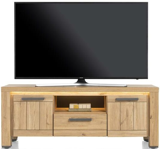 Henders & Hazel Delmonte lowboard 140 cm. - 2-deuren + 1-lade + 1-niche (LED + dimmer) Naturel Tv-meubel|Tv-dressoir