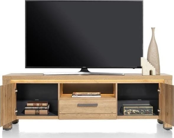 Henders & Hazel Delmonte lowboard 170 cm. - 2-deuren + 1-lade + 1-niche (LED + dimmer) Naturel Tv-meubel|Tv-dressoir