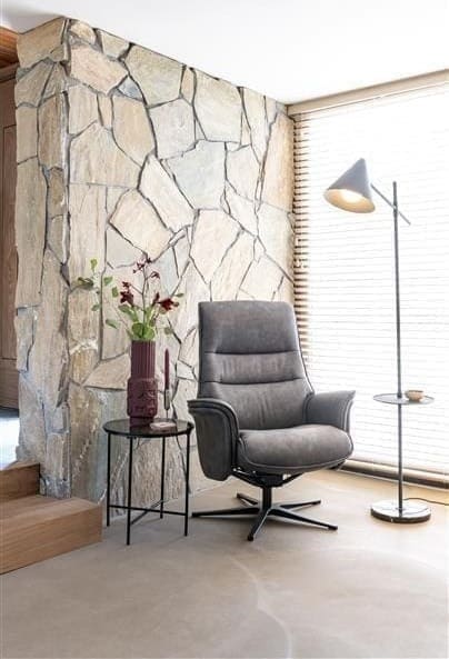 Henders & Hazel Lotis relaxfauteuil met kip-systeem + poef / hocker - Pala - lichtgrijs Grijs Fauteuil