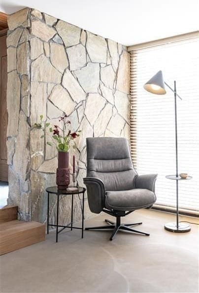 Henders & Hazel Lotis relaxfauteuil met kip-systeem + poef / hocker - Pala - lichtgrijs Grijs Fauteuil