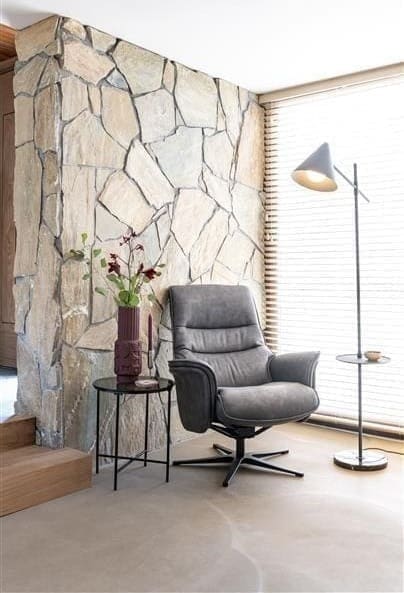 Henders & Hazel Lotis relaxfauteuil met kip-systeem + poef / hocker - Pala - lichtgrijs Grijs Fauteuil