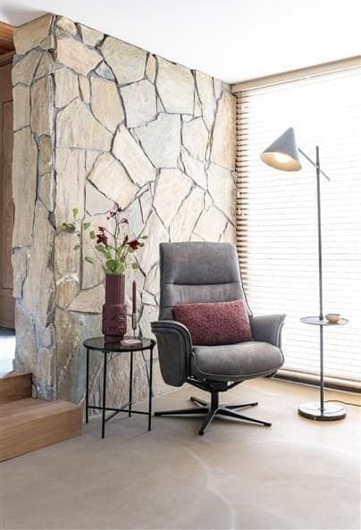 Henders & Hazel Lotis relaxfauteuil met kip-systeem + poef / hocker - Pala - lichtgrijs Grijs Fauteuil