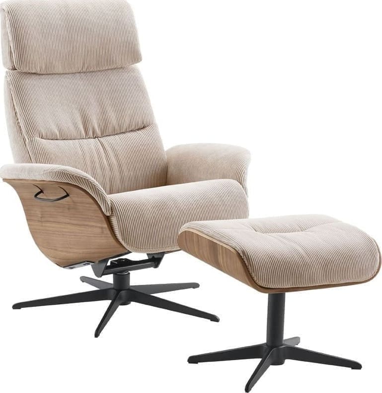 INHOUSE Hocker Hintas M beige hout Beige Fauteuil