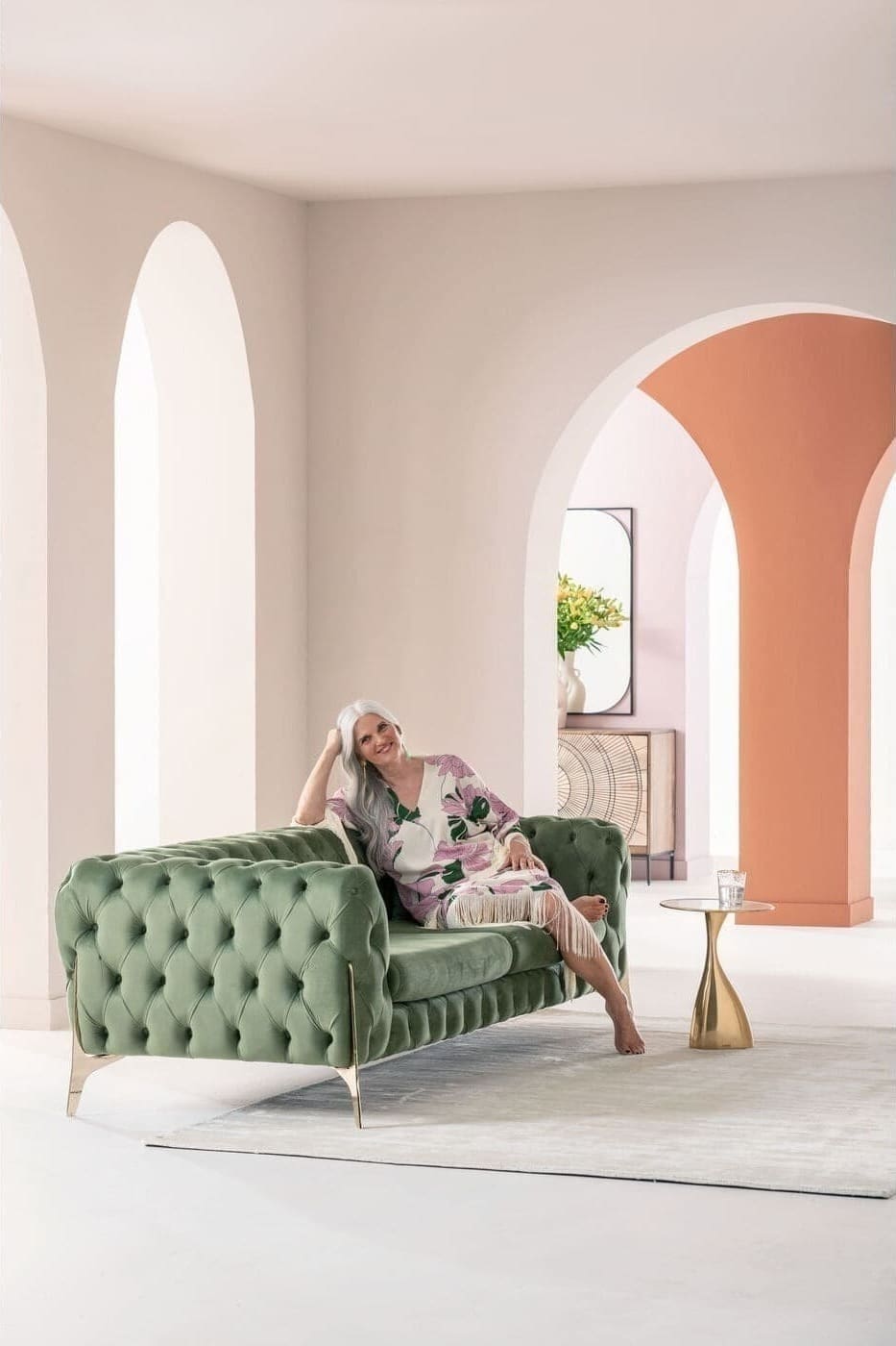 Bank Bellissima 2-zitsbank Velvet Green 200cm Kare Design Bank 86930
