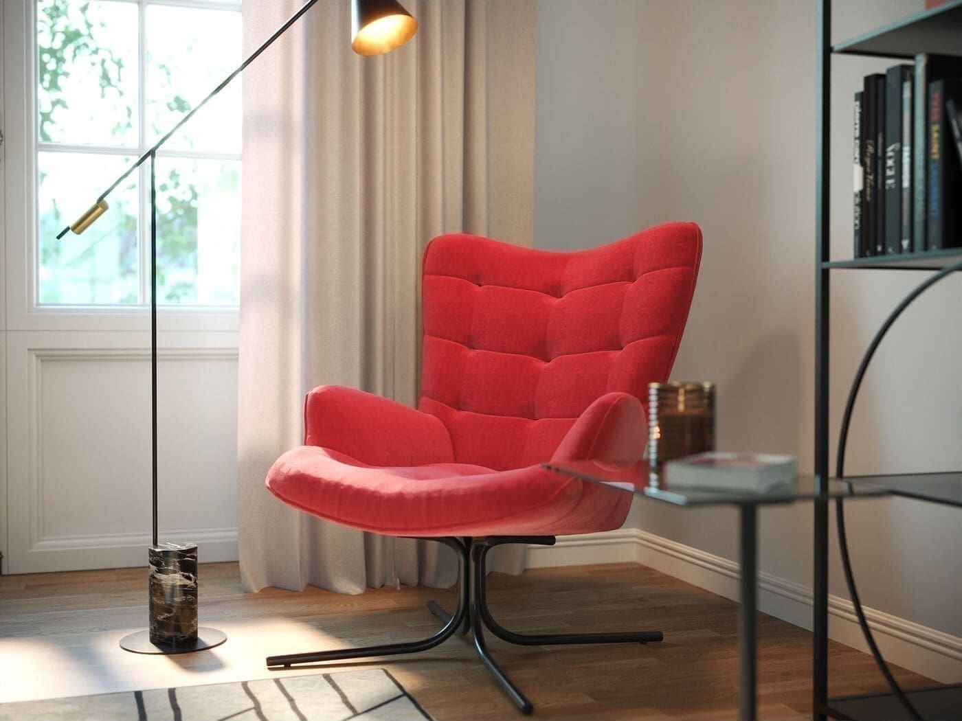 Draaistoel Met Arm Oscar Velvet Red Kare Design Armstoel 86361