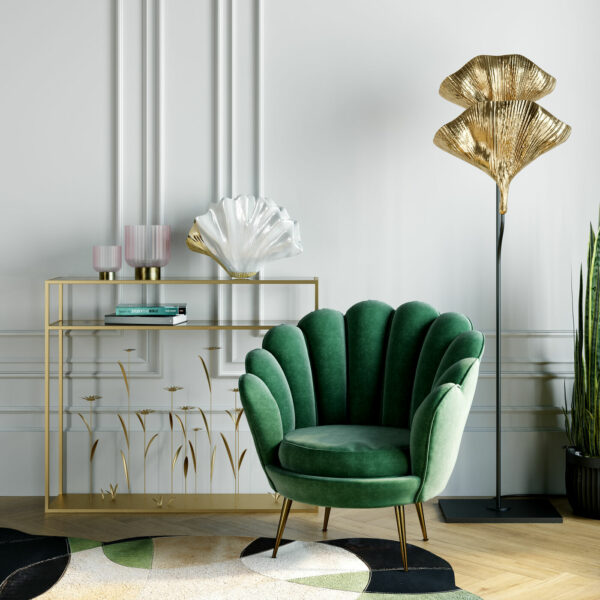 Fauteuil Water Lily Gold Dark Green Kare Design Fauteuil 85205
