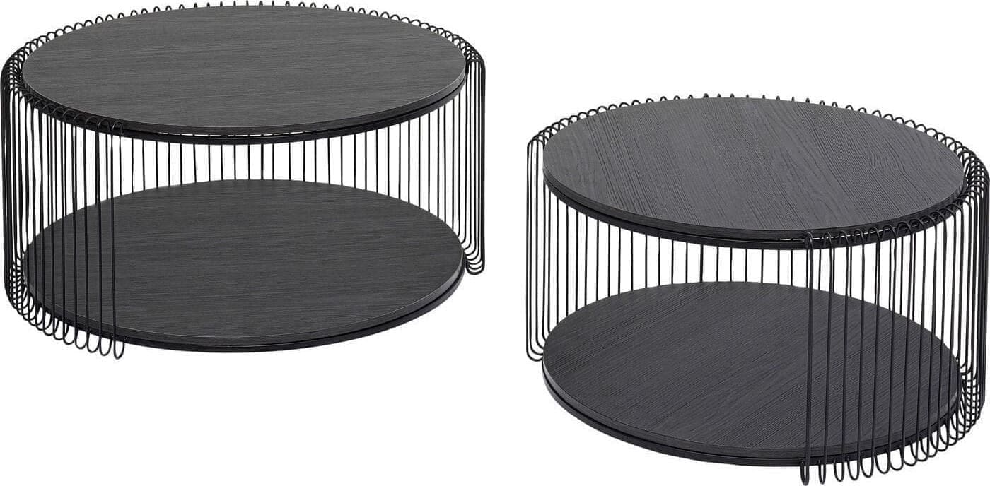 Salontafel Wire Double Black Wood (2/Set) Kare Design Salontafel 87960