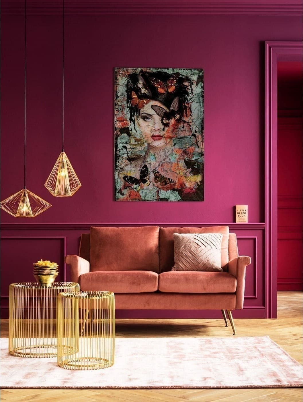Schilderij Glas Lady Butterfly 100x150cm Kare Design Schilderij 53811