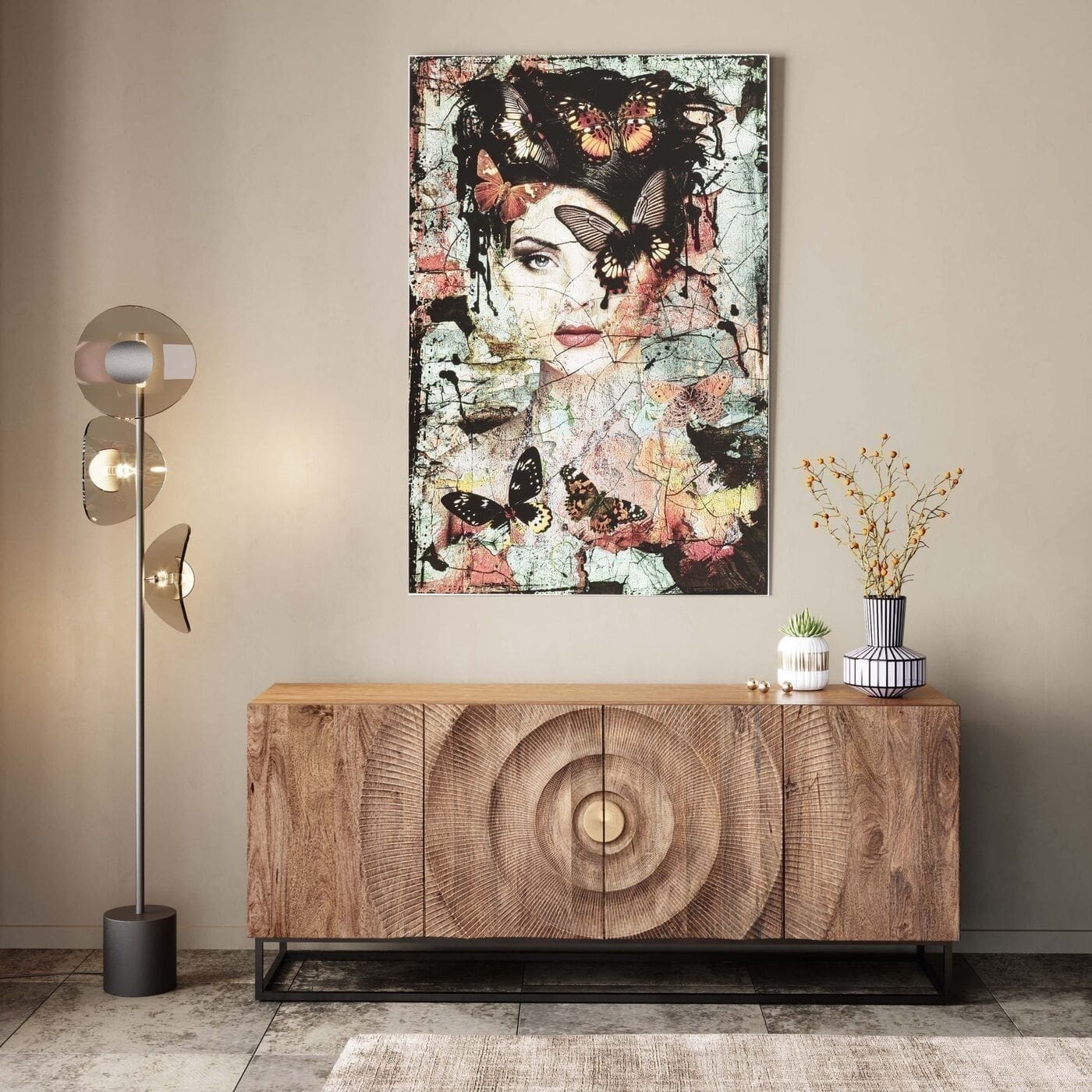 Schilderij Glas Lady Butterfly 100x150cm Kare Design Schilderij 53811