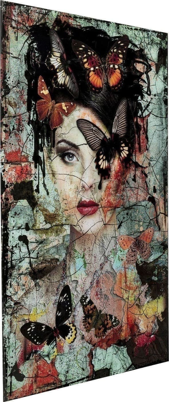 Schilderij Glas Lady Butterfly 100x150cm Kare Design Schilderij 53811