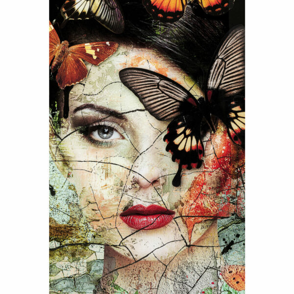 Schilderij Glas Lady Butterfly 100x150cm Kare Design Schilderij 53811