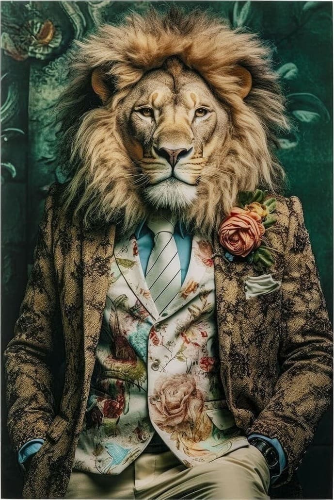 Schilderij Glas Mister Lion 150x100cm Kare Design Schilderij 56277
