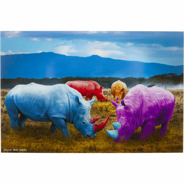 Schilderij Glas Rhino Colore 120x80cm Kare Design Schilderij 57016
