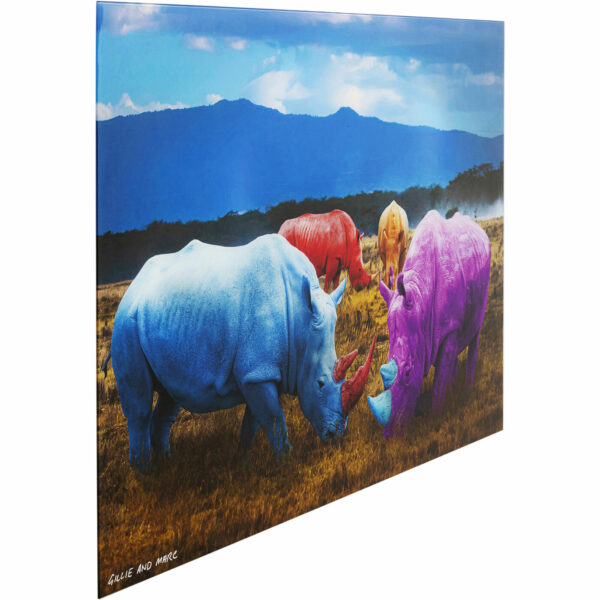 Schilderij Glas Rhino Colore 120x80cm Kare Design Schilderij 57016