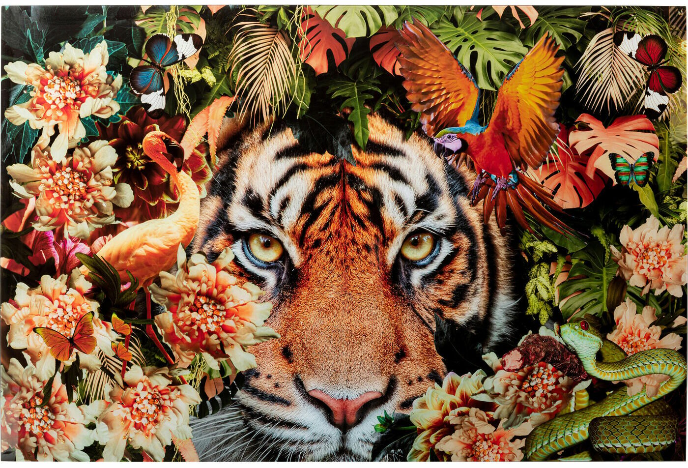 Schilderij Glas Tiger On Hunt 150x100cm Kare Design Schilderij 53595
