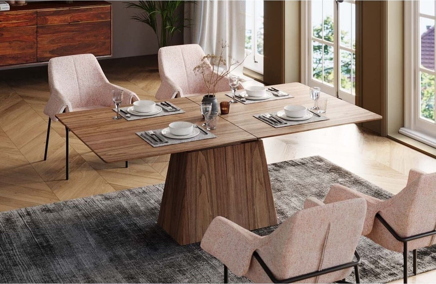 Uitschuiftafel Benvenuto Walnut 200(50)x110cm Kare Design Uitschuiftafel 80123